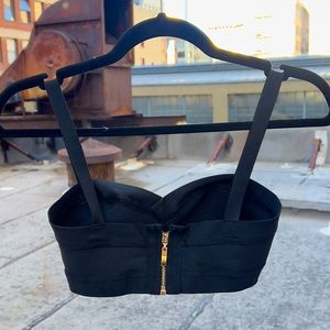 SuperDry Black Bandage Crop Bra with Gold Zipper